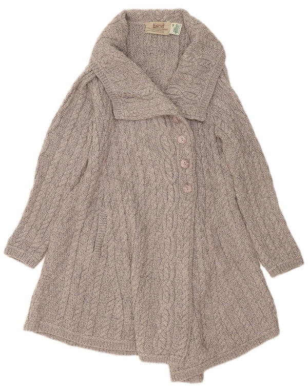 Женский удлиненный кардиган Aran Crafts UK 12, шерсть мериноса среднего серого цвета