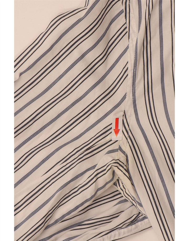 Мужская рубашка Diesel среднего размера из хлопка в тонкую полоску белого цвета