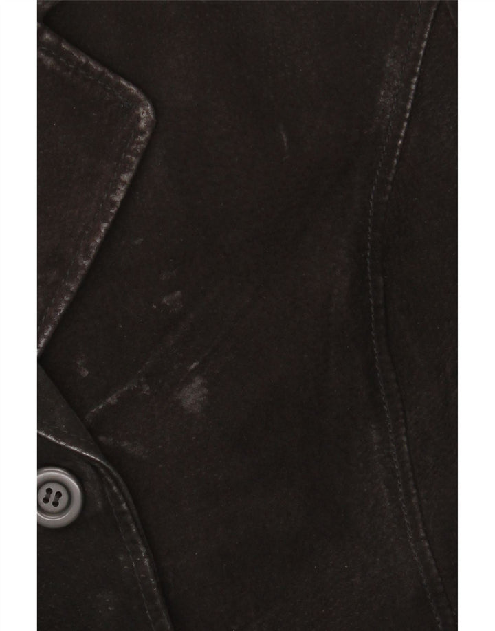 Женский замшевый пиджак GYPSY на 3 пуговицах, Великобритания 14, средний черный кожаный