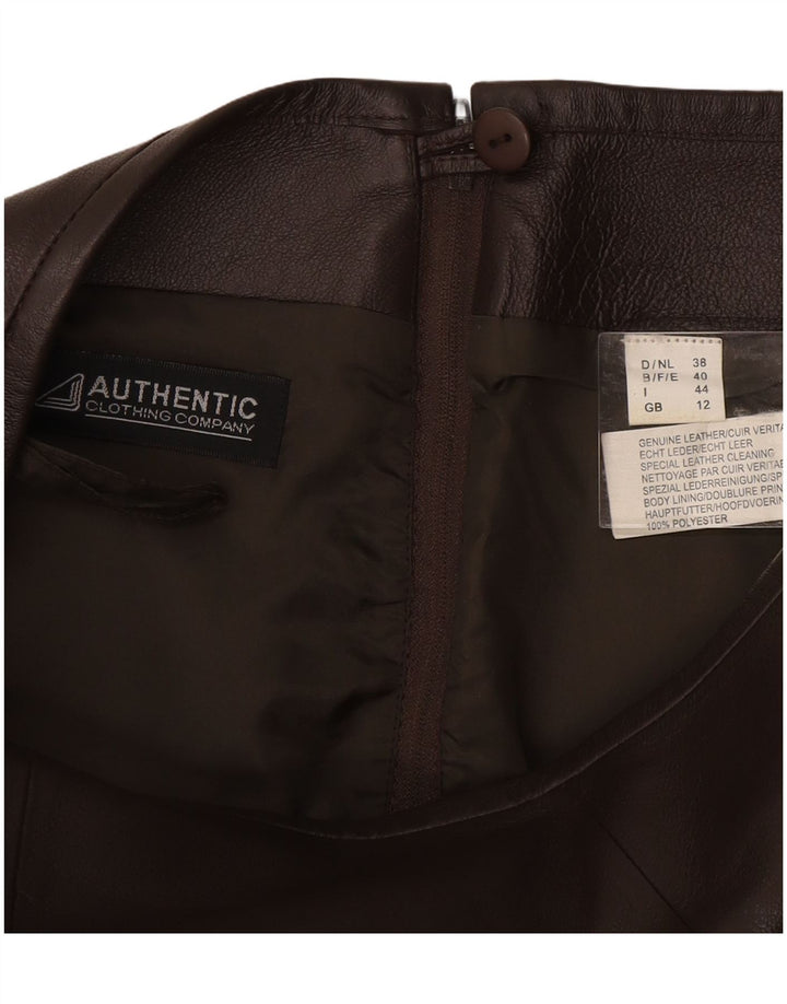 ВИНТАЖНАЯ женская кожаная юбка UK 12 Medium W28 Коричневая кожа