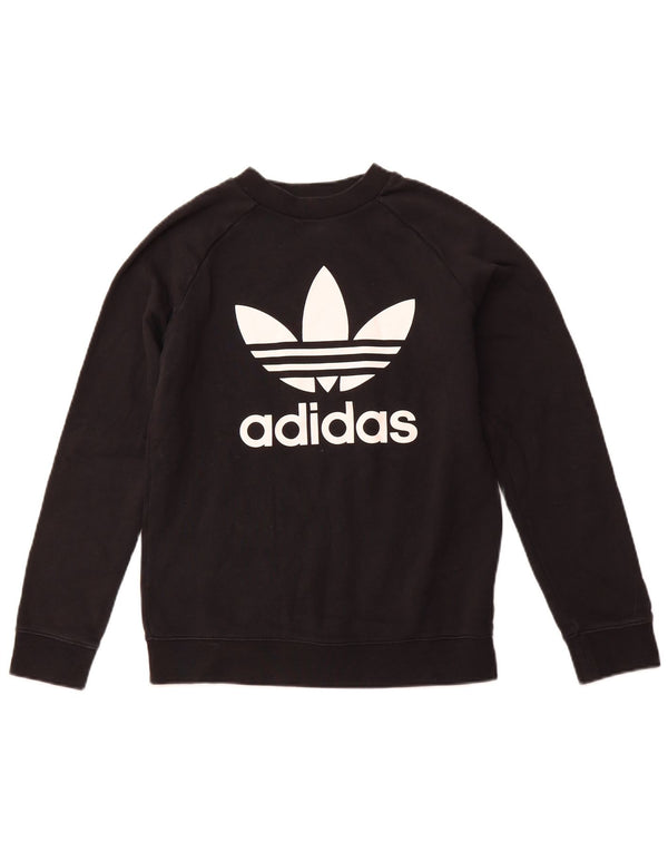 ADIDAS Womens Graphic Sweatshirt Jumper UK 10 Small Black Cotton