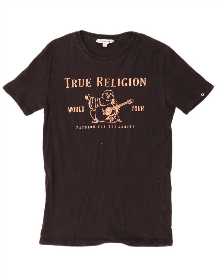 Мужская футболка с рисунком True Religion, маленький черный хлопковый топ