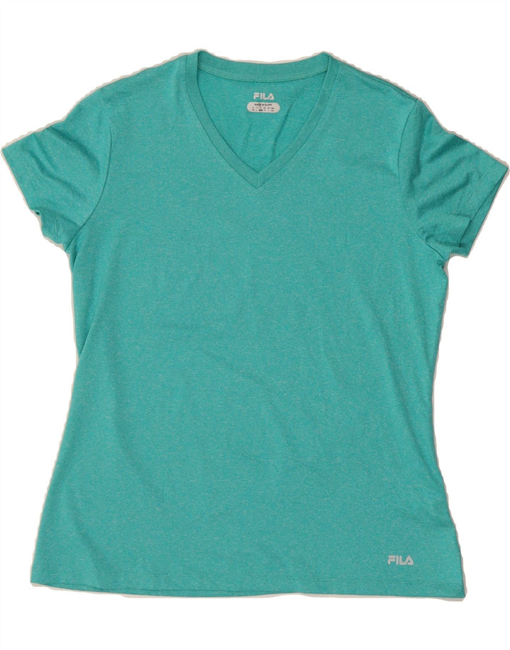 FILA Womens T-Shirt Top UK 14 Large  Turquoise Polyester Vintage Fila and Second-Hand Fila from Messina Hembry 