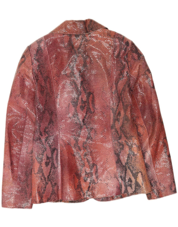 Vintage Womens 3 Button Blazer Jacket IT 40 Small Burgundy Animal Print