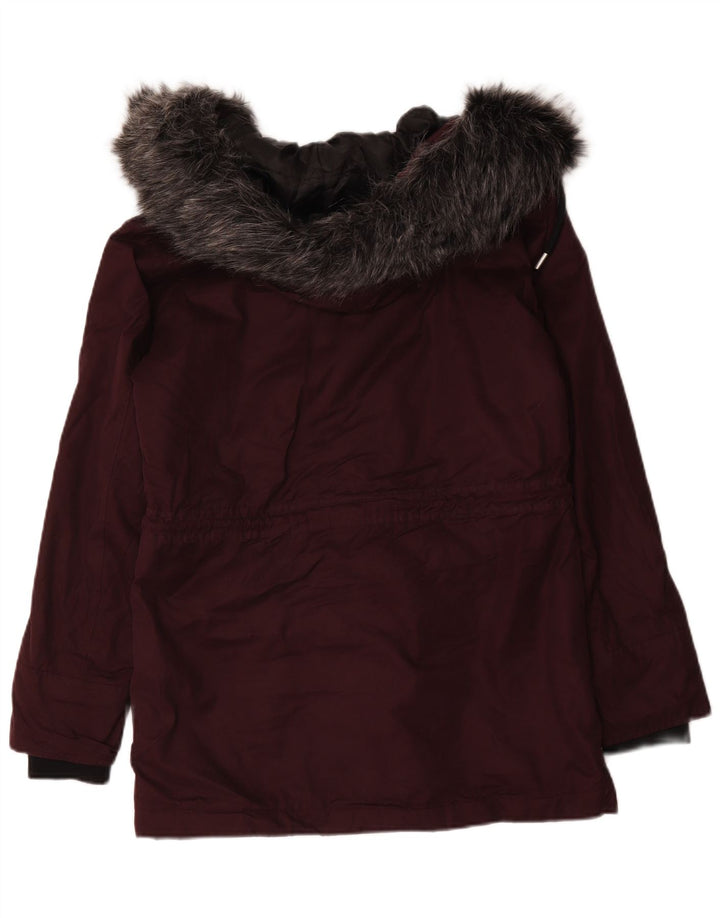 Женская парка большого размера с капюшоном Superdry UK 10, маленькая, бордовая