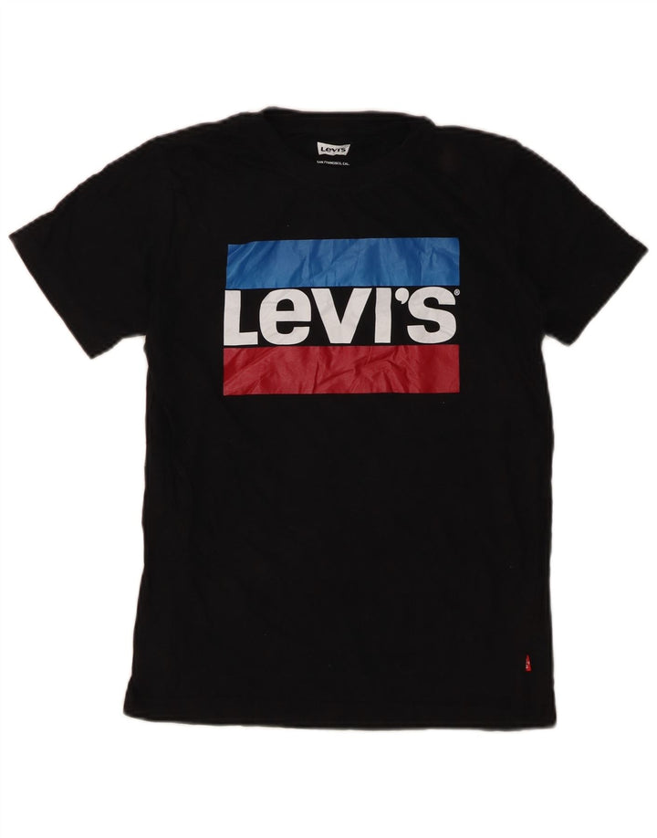 Футболка с рисунком Levi's для мальчиков, топ 10–11 лет, средний размер, черный хлопок, хлопок