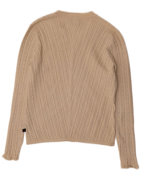 Женский джемпер с v-образным вырезом ADIDAS UK 12, средний, бежевый, шелковый