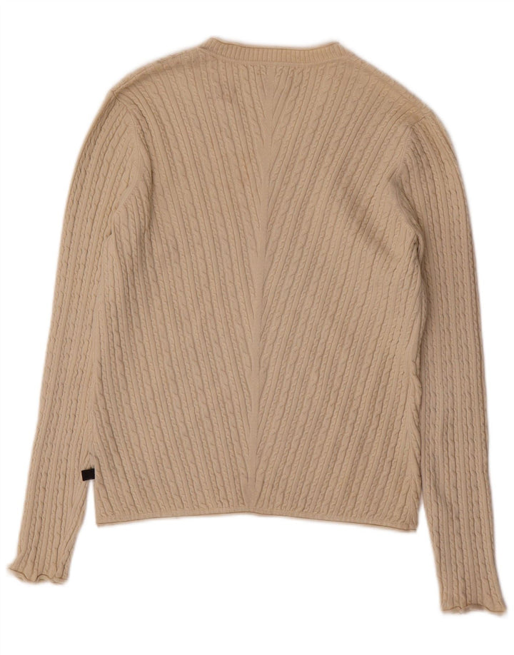 Женский джемпер с v-образным вырезом ADIDAS UK 12, средний, бежевый, шелковый