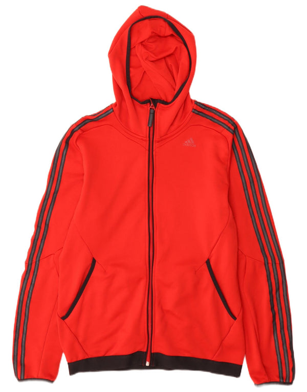 Мужской свитер с капюшоном Adidas Climalite на молнии, средний красный, полиэстер с цветными блоками