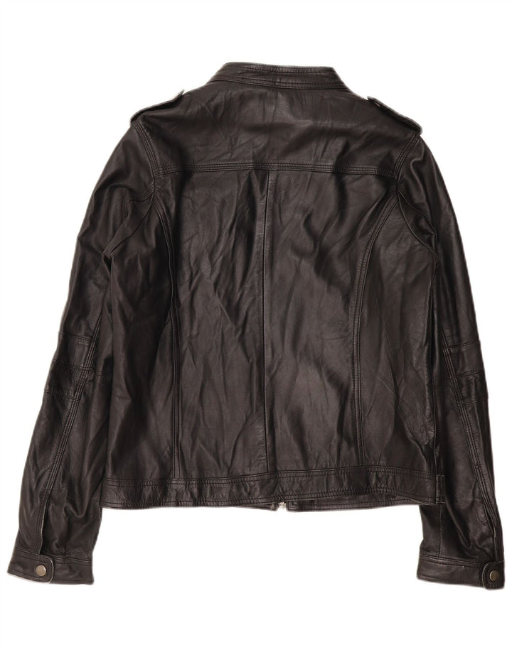 Женская базовая кожаная куртка-гонщик PIMKIE UK 16, большая черная кожа