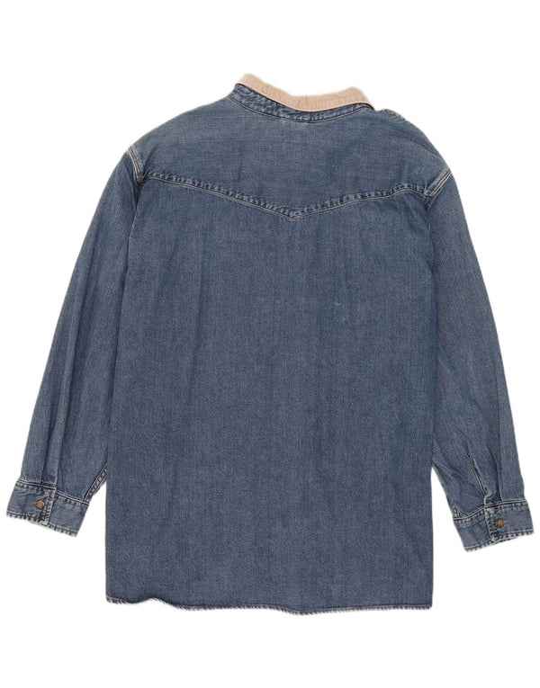 Мужская джинсовая рубашка свободного кроя Levi's 4XL, синяя, хлопок с цветными блоками