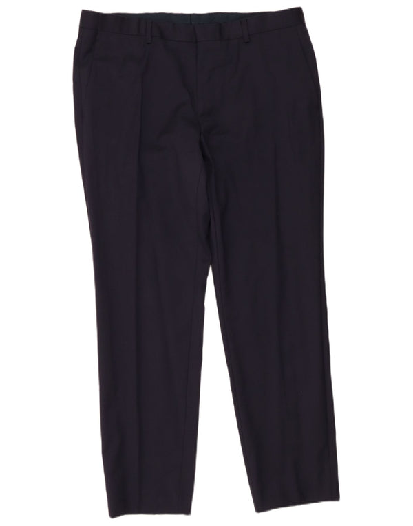 Мужские узкие брюки Hugo Boss W36 L30 темно-синие, шерсть