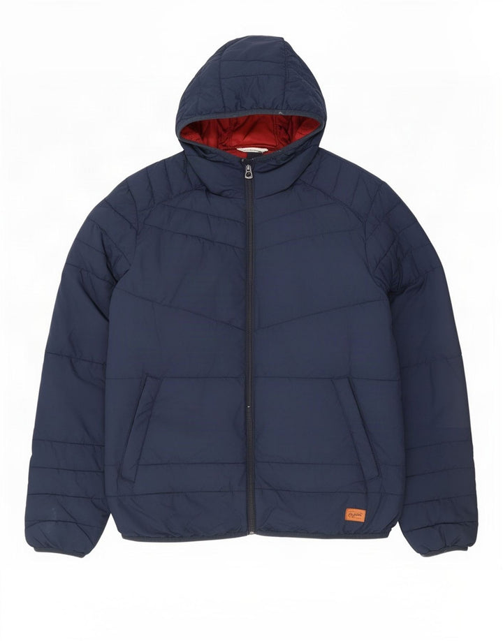 Мужская утепленная куртка с капюшоном Jack & Jones UK 36, маленький темно-синий полиэстер