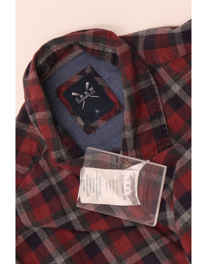 Crew Clothing Мужская фланелевая рубашка маленького размера из хлопка в красную клетку