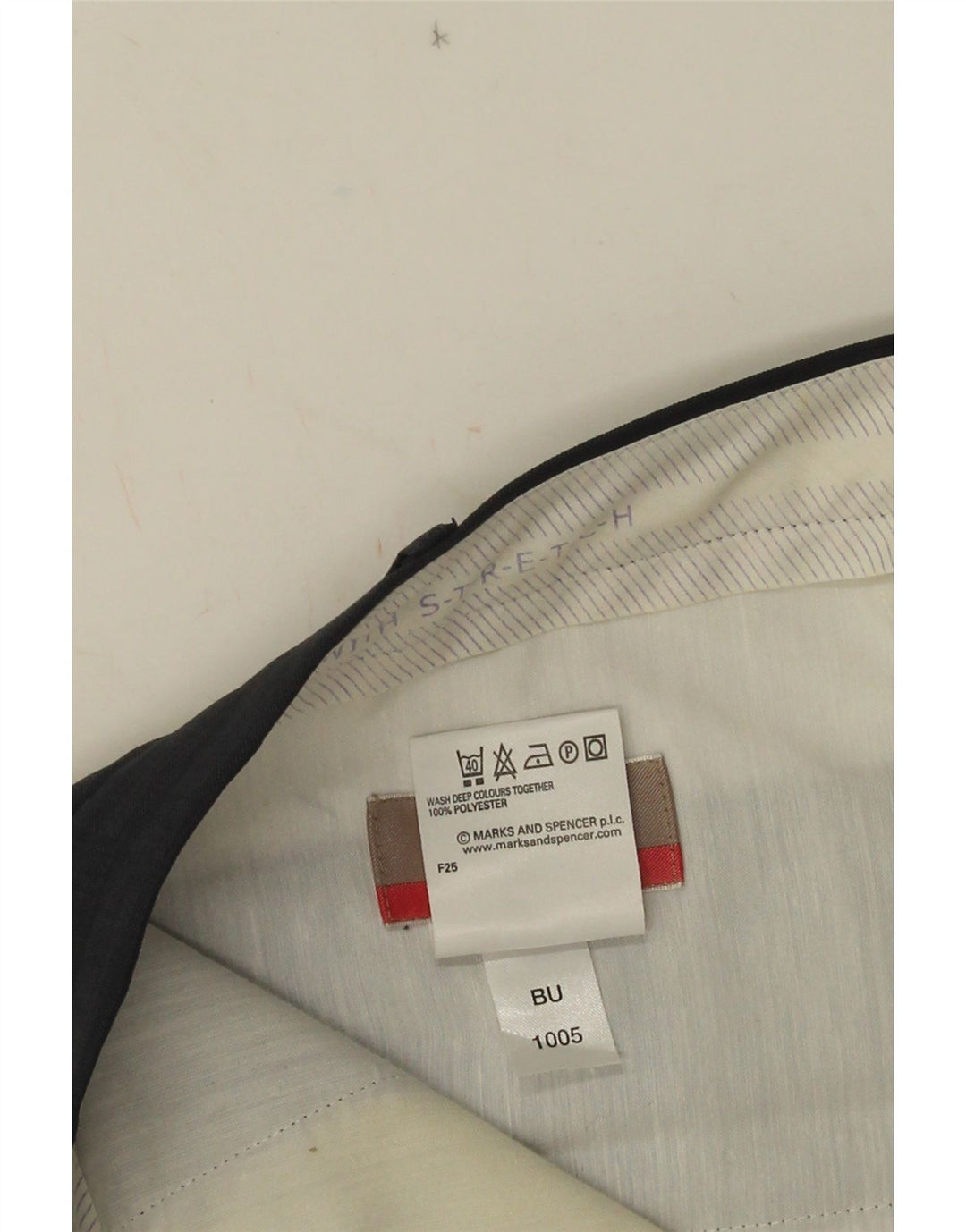 Мужские прямые костюмные брюки Marks & Spencer W36 L29 темно-синие из полиэстера