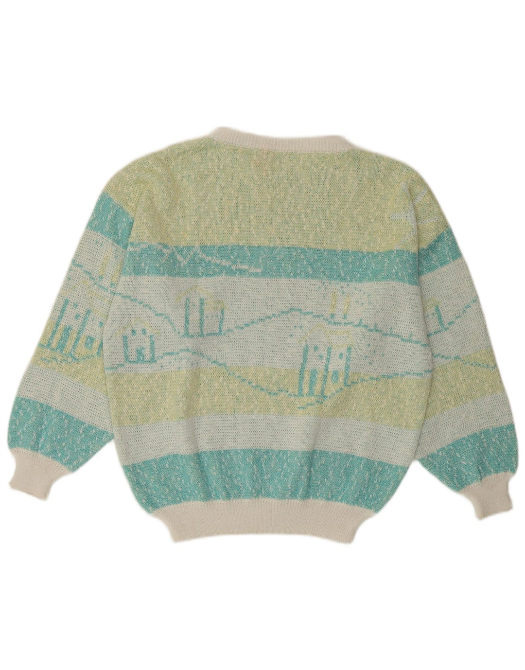 ВИНТАЖНЫЙ женский джемпер с вырезом «лодочка», Великобритания, 16, большие разноцветные полоски