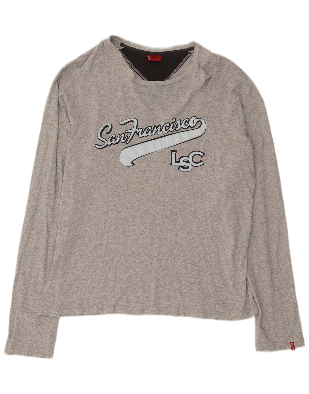 Мужской топ с рисунком Levi's, длинный рукав, XL, серый хлопок
