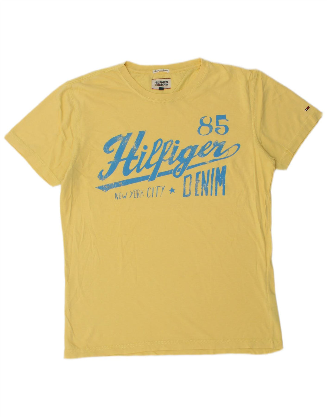 Мужская футболка с рисунком Tommy Hilfiger, хлопковый топ среднего желтого цвета