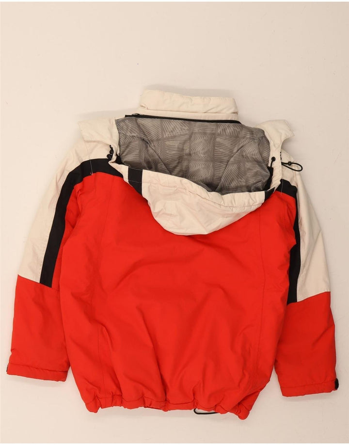 HOT STUFF Boys Hooded Windbreaker Jacket 11-12 Years Red Colourblock Nylon Vintage Hot Stuff and Second-Hand Hot Stuff from Messina Hembry 