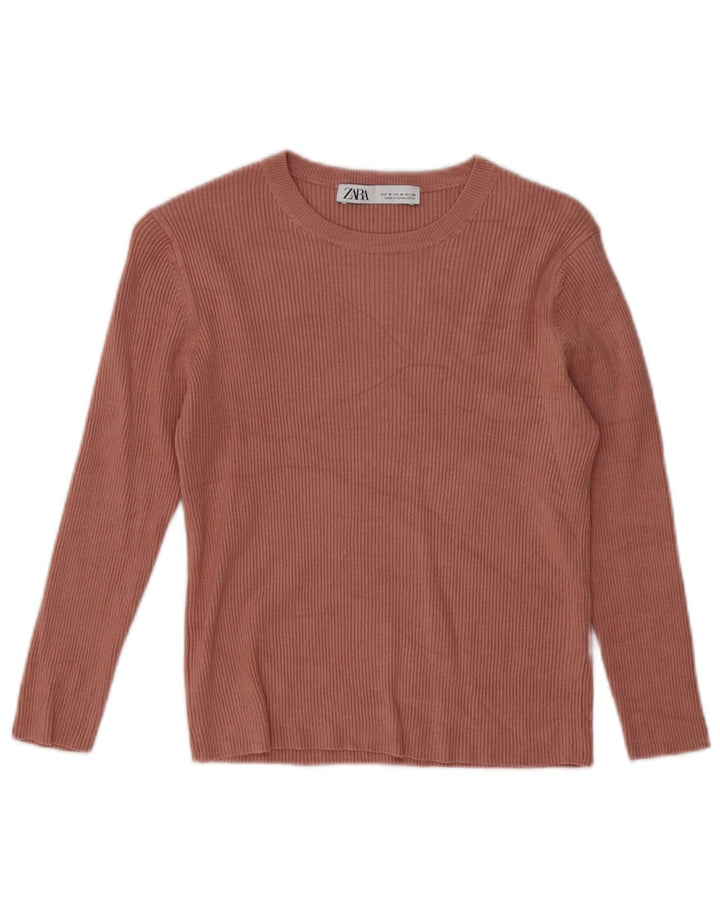 Женский топ Zara с длинным рукавом UK 12, вискоза среднего розового цвета