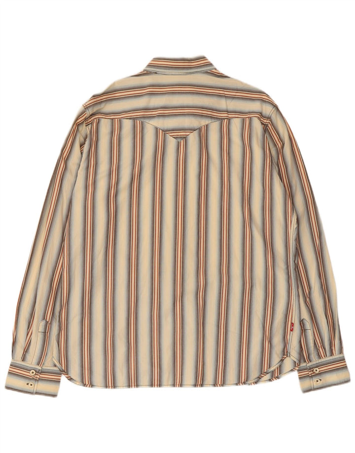 Мужская рубашка Levi's из хлопка в большую бежевую полоску