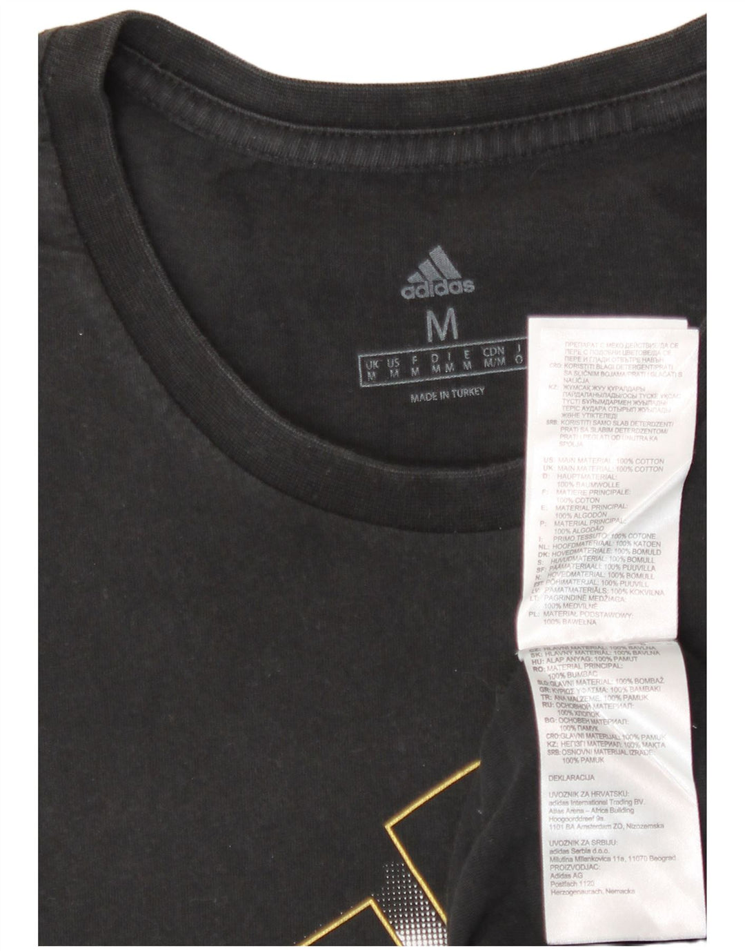 Мужская футболка с рисунком Adidas Top Medium Black Cotton