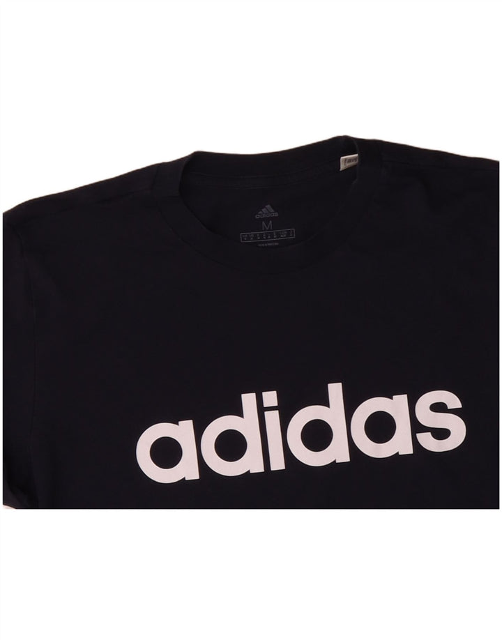 Мужская футболка ADIDAS с рисунком, темно-синий, хлопковый топ среднего размера