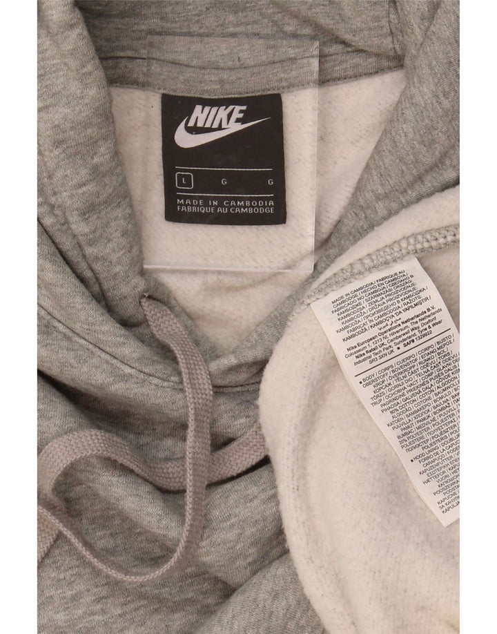 NIKE Mens Hoodie Jumper Large Grey Cotton