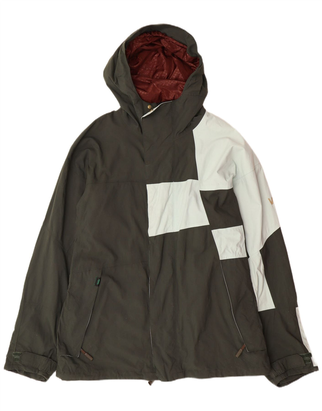 Мужская ветровка VANS с капюшоном UK 40, большой нейлон цвета хаки с цветными блоками
