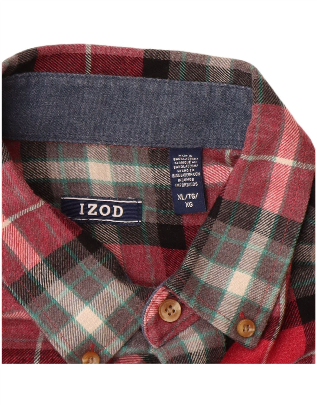 IZOD Мужская фланелевая рубашка XL, красная клетка, хлопок