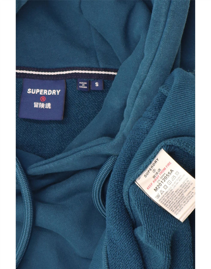 SUPERDRY Мужской джемпер с капюшоном с рисунком, маленький синий, хлопок