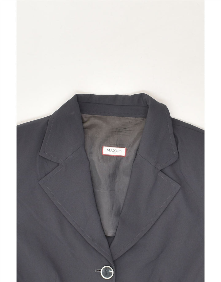 MAX&CO. Womens 3 Button Blazer Jacket UK 10 Small Grey Polyamide | Vintage Max&Co. | Thrift | Second-Hand Max&Co. | Used Clothing | Messina Hembry 