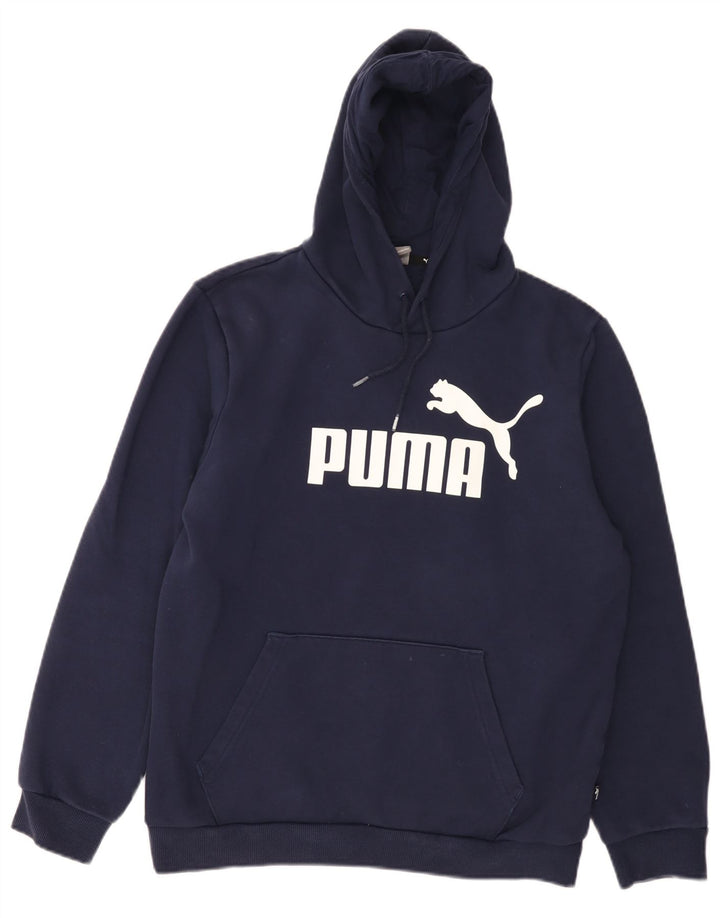 Мужской джемпер с капюшоном Puma темно-синий, хлопковый, с рисунком