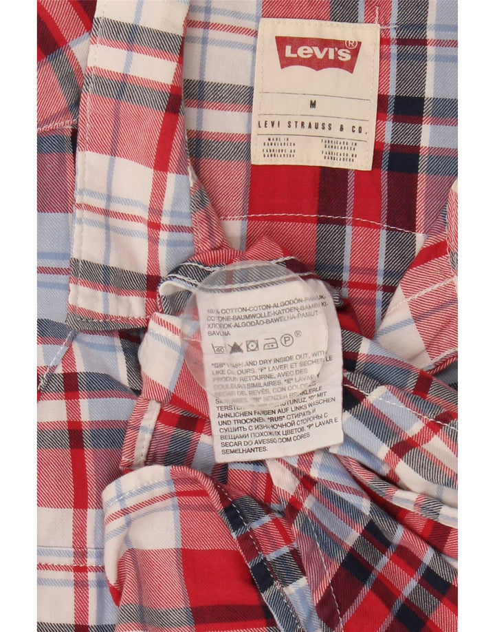 Женская рубашка Levi's UK 14, хлопковая ткань среднего красного цвета в клетку