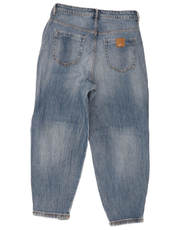 Zara Womens High Waist Loose Fit Tapered Jeans EU 40 Medium W30 L26 Blue