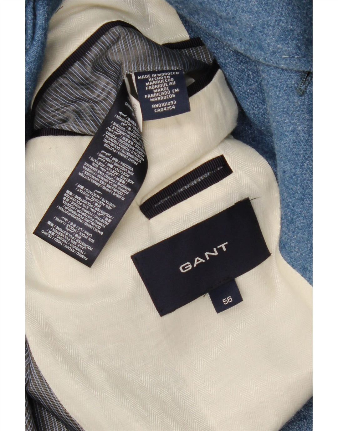 Мужской пиджак Gant на 3 пуговицах IT 56 XL Синий Полиэстер
