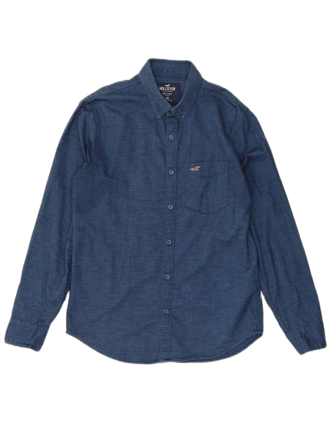 Мужская рубашка Hollister XS темно-синяя, хлопок