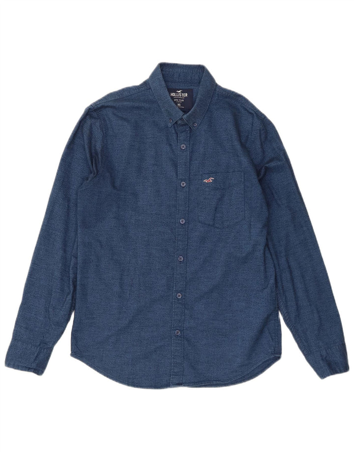Мужская рубашка Hollister XS темно-синяя, хлопок