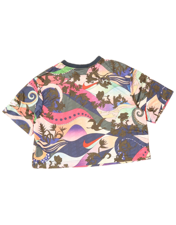 Женская укороченная футболка с рисунком NIKE UK 6 XS, разноцветный цветочный принт