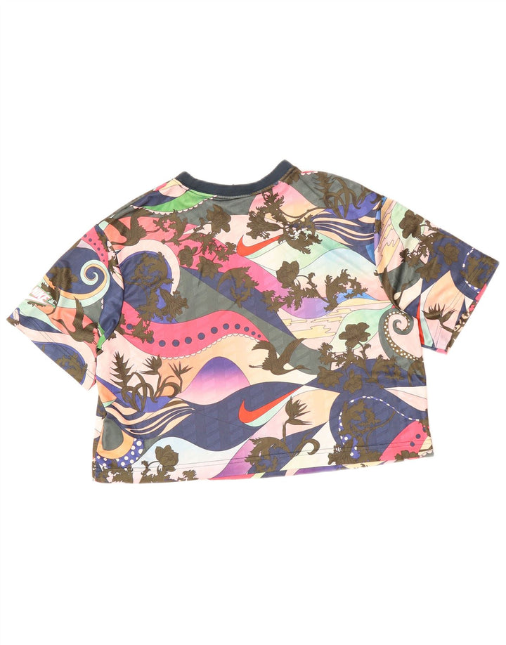 Женская укороченная футболка с рисунком NIKE UK 6 XS, разноцветный цветочный принт