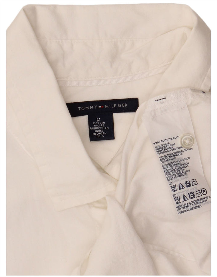 TOMMY HILFIGER Женская блузка-рубашка с коротким рукавом UK 14 Средний Белый Хлопок