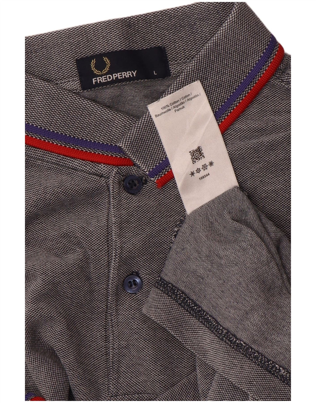 Мужская рубашка-поло Fred Perry в большую серую полоску из хлопка