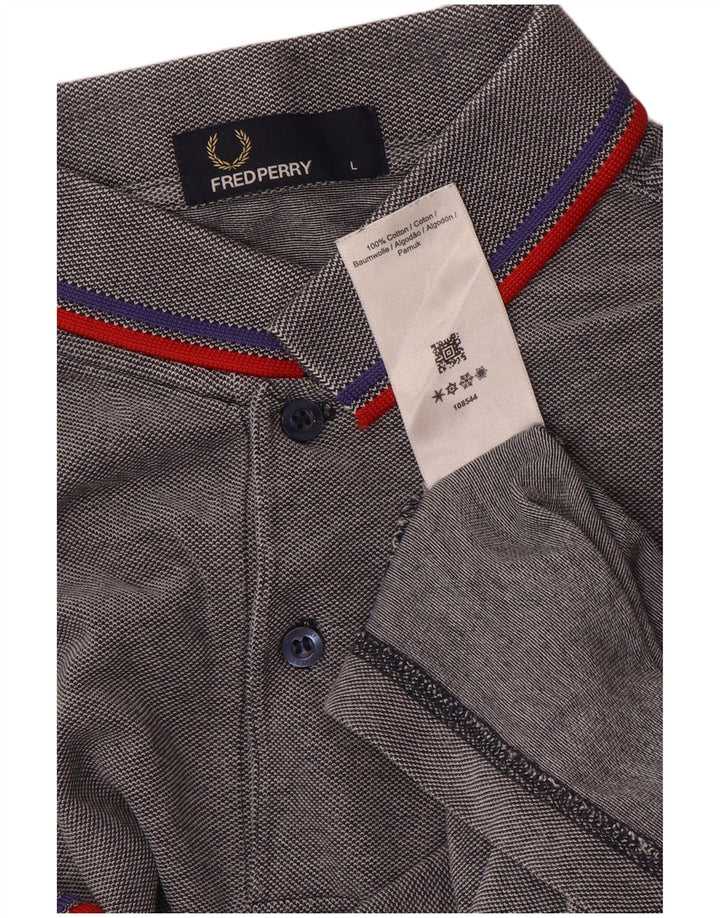 Мужская рубашка-поло Fred Perry в большую серую полоску из хлопка