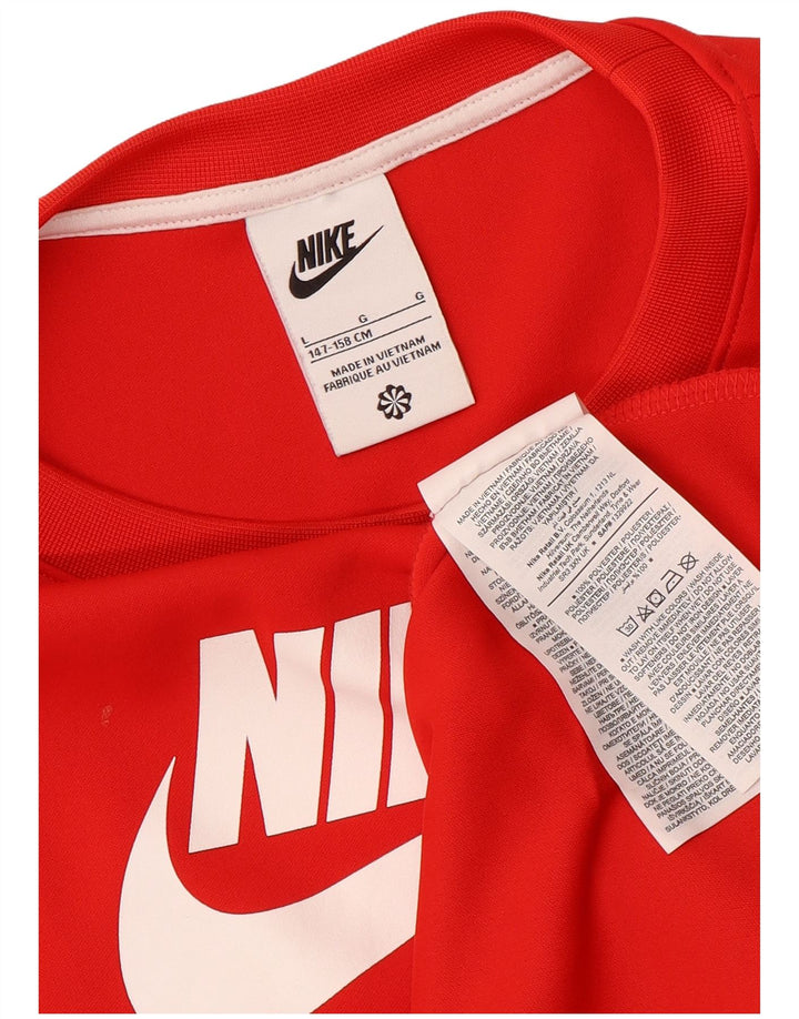 Топ NIKE с рисунком и длинными рукавами для мальчиков, 12–13 лет, большой красный цветной блок