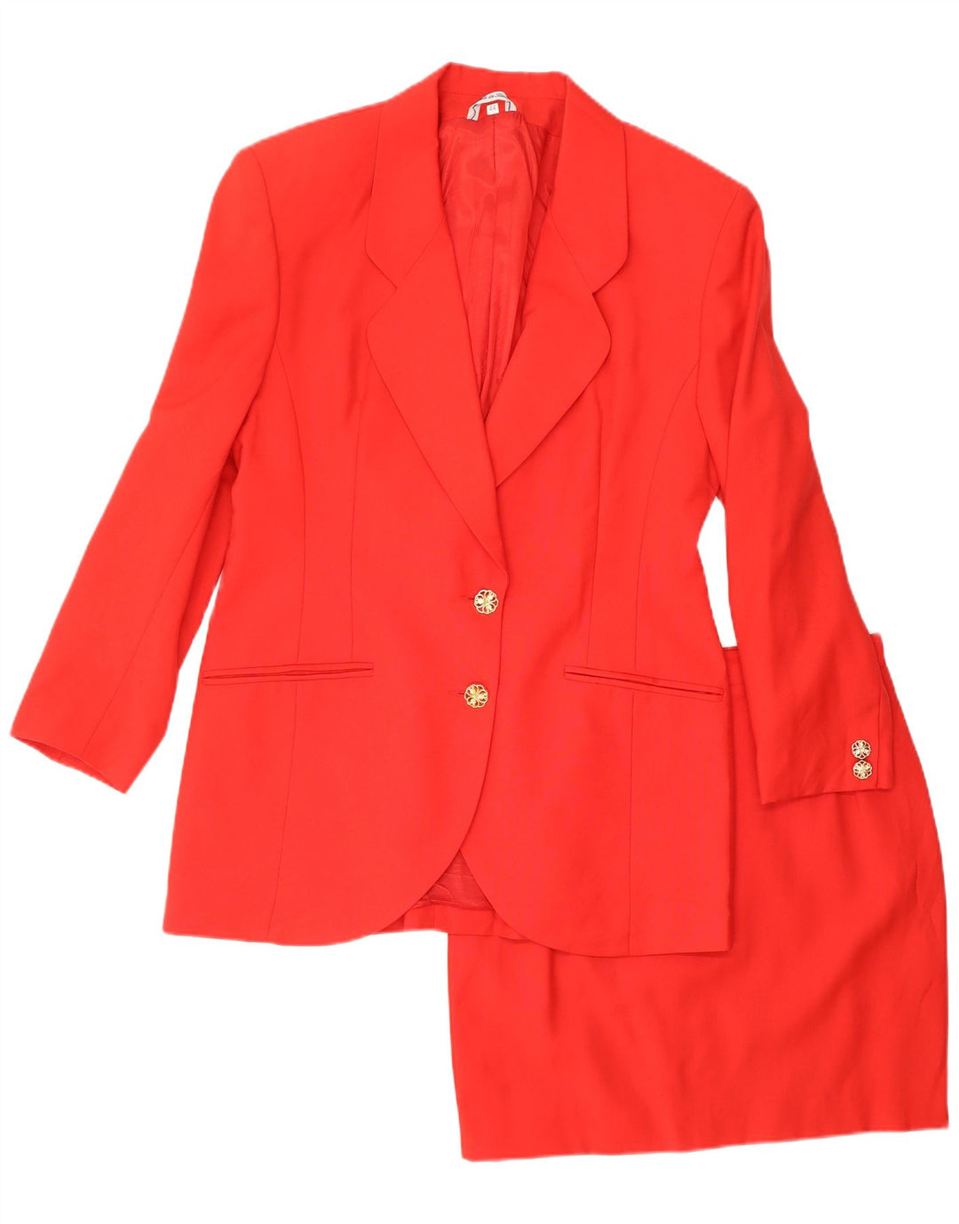 ВИНТАЖНЫЙ комплект женской юбки из 2 предметов на 2 пуговицах IT 44, средний W26, красная шерсть