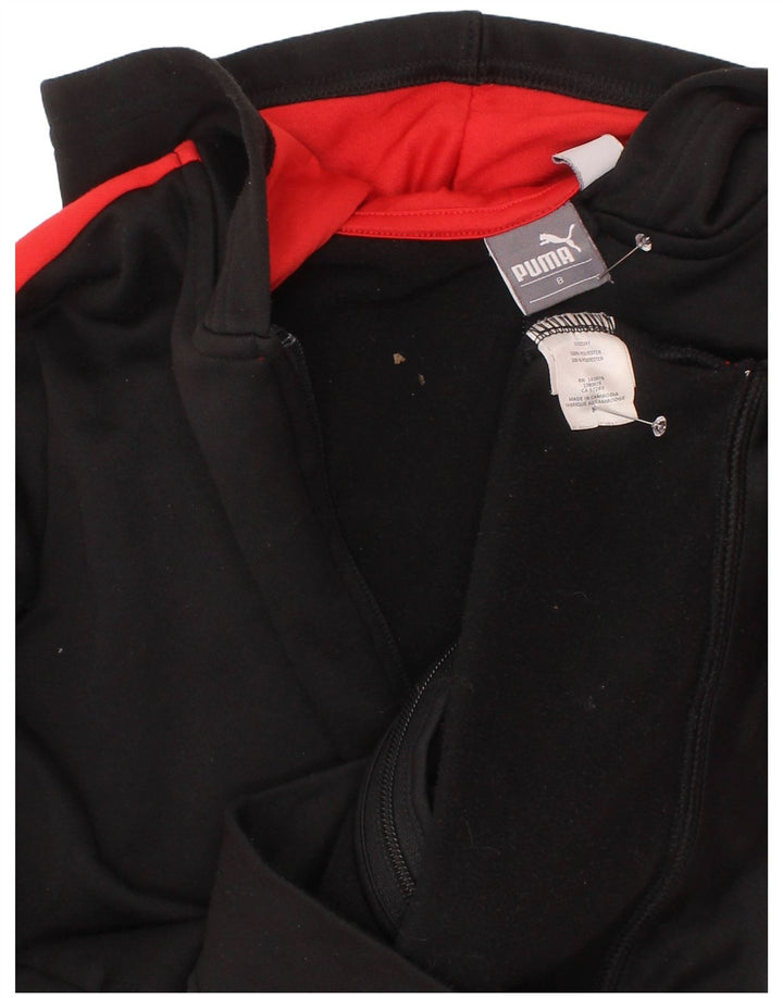 Свитер с капюшоном на молнии Puma для мальчиков 7–8 лет, черный полиэстер с цветными блоками