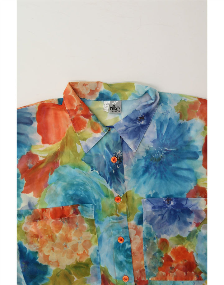 VINTAGE Womens Oversized Shirt Blouse UK 14/16 Large Multicoloured Tie Dye Vintage Vintage and Second-Hand Vintage from Messina Hembry 