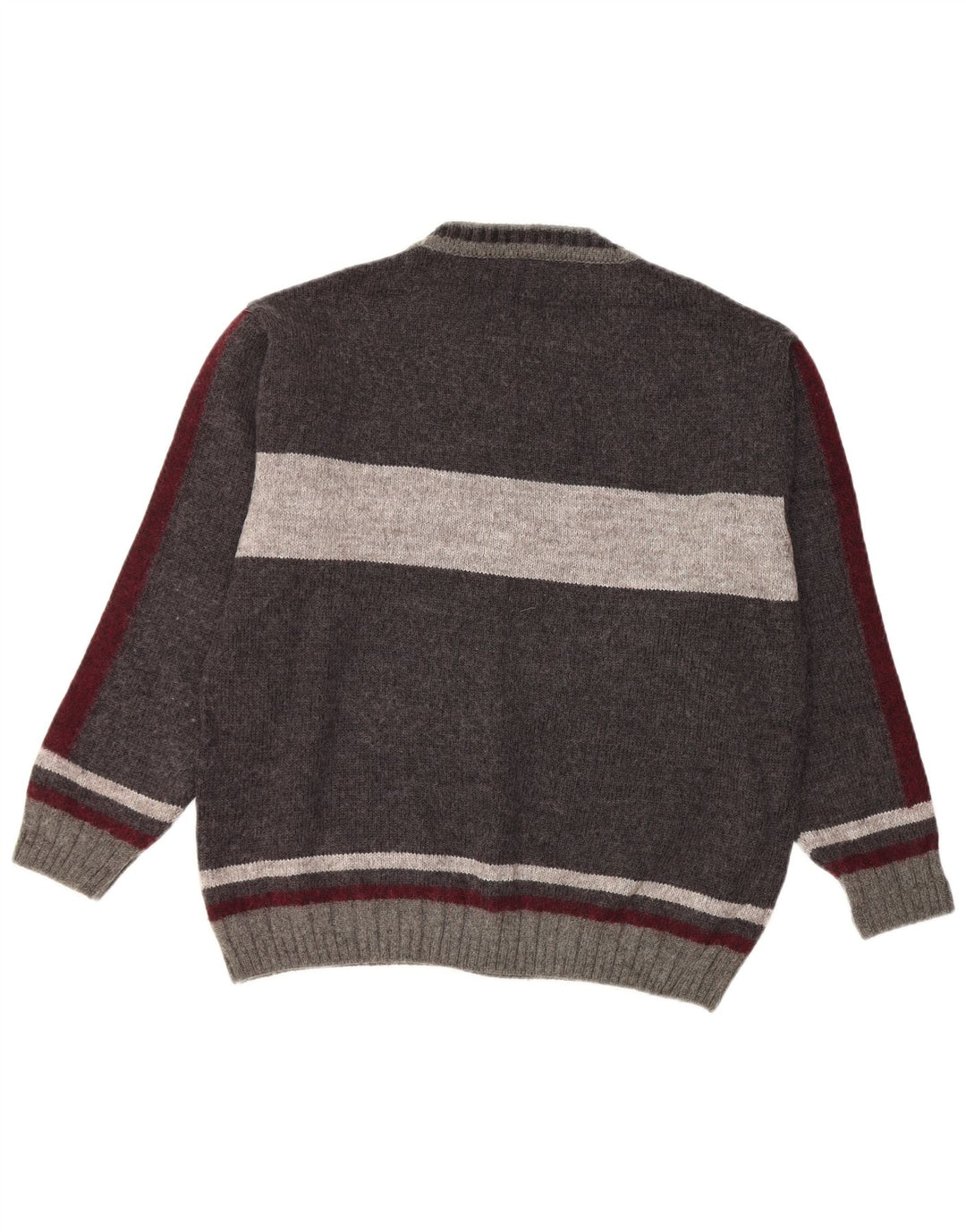 Мужской джемпер с круглым вырезом COMMANDER IT 52, большой серый, шерсть с цветными блоками