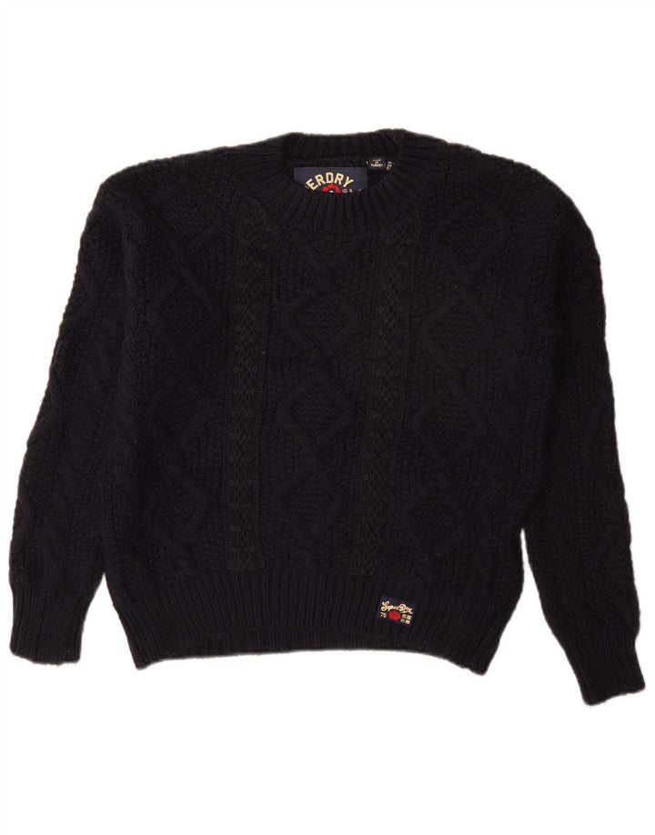 SUPERDRY Женский свободный джемпер с вырезом «лодочка», Великобритания, 8, маленький, темно-синий