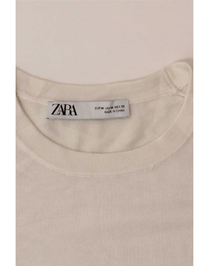 Женский джемпер с круглым вырезом Zara UK 12, средний белый